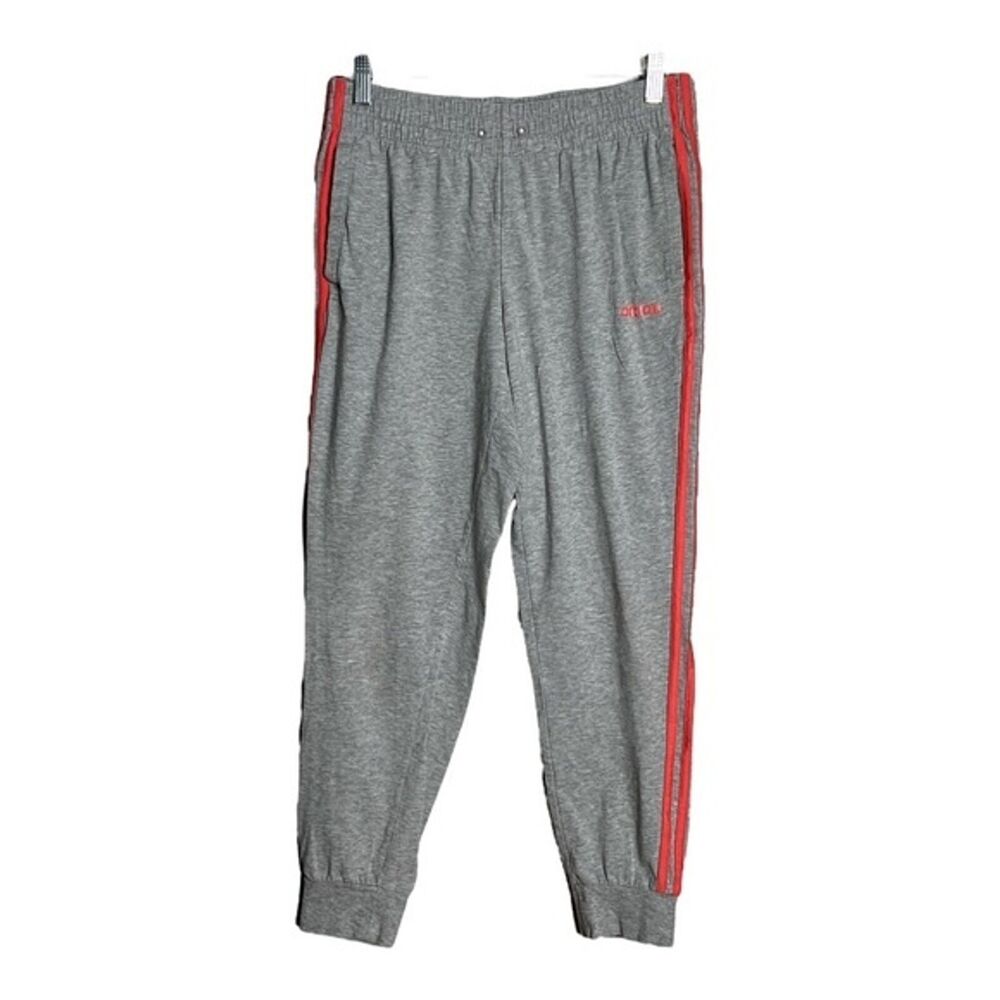 Adidas Pants Womens Medium Gray Pink Three Stripe Jogger Track‎ Pant Athleisure